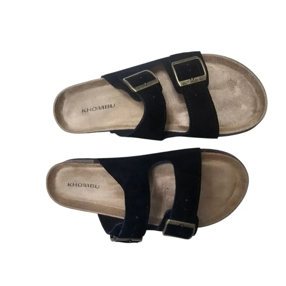 New Khombu Women's Ashville Suede Sandals 8 Black